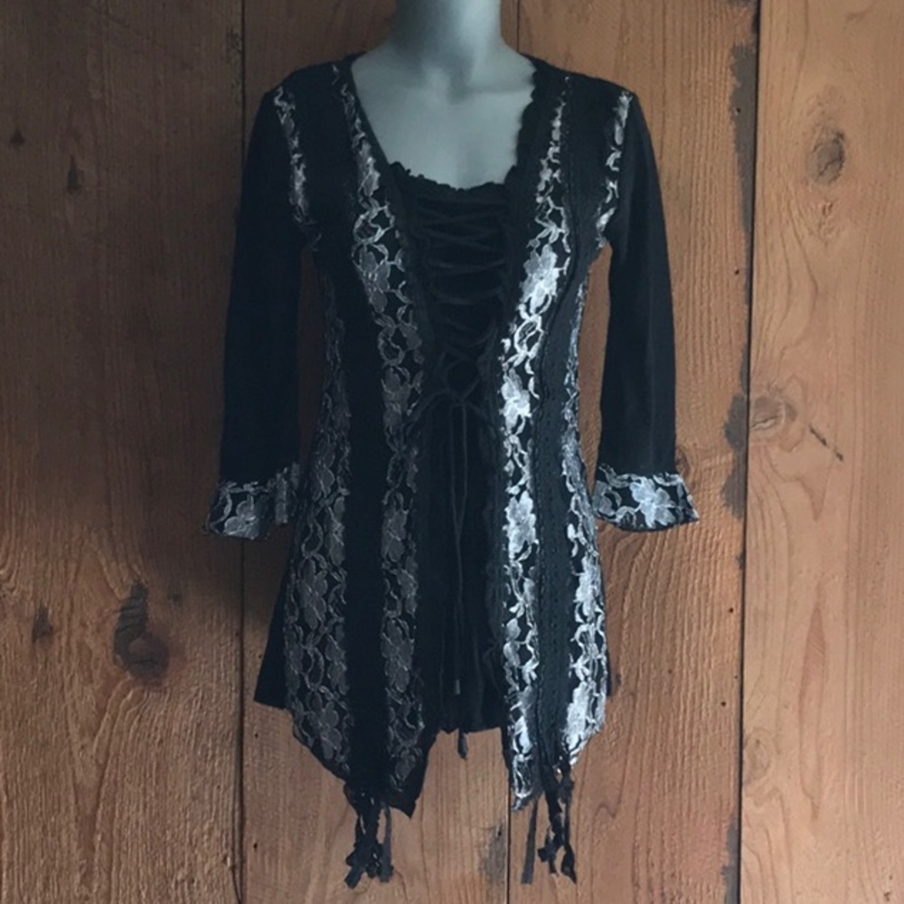 NEW PRETTY ANGEL TUNIC limited edition blk/silver RARE BOHO WESTERN SHABBY CHIC